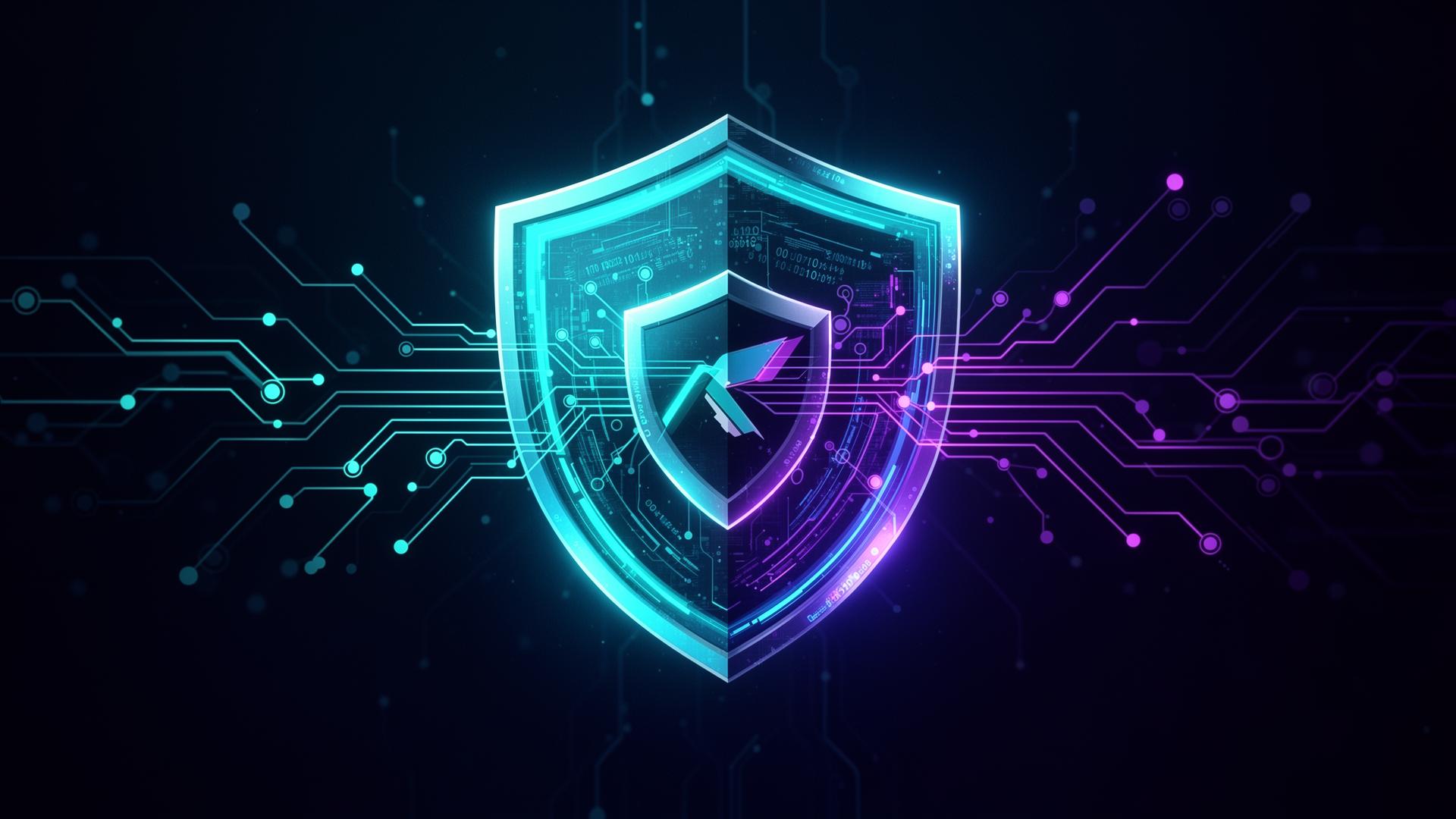 Cybersecurity shield protecting digital infrastructure